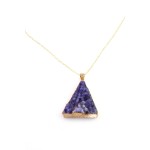 Purple Triangle Druzy Stone Pendant Necklace